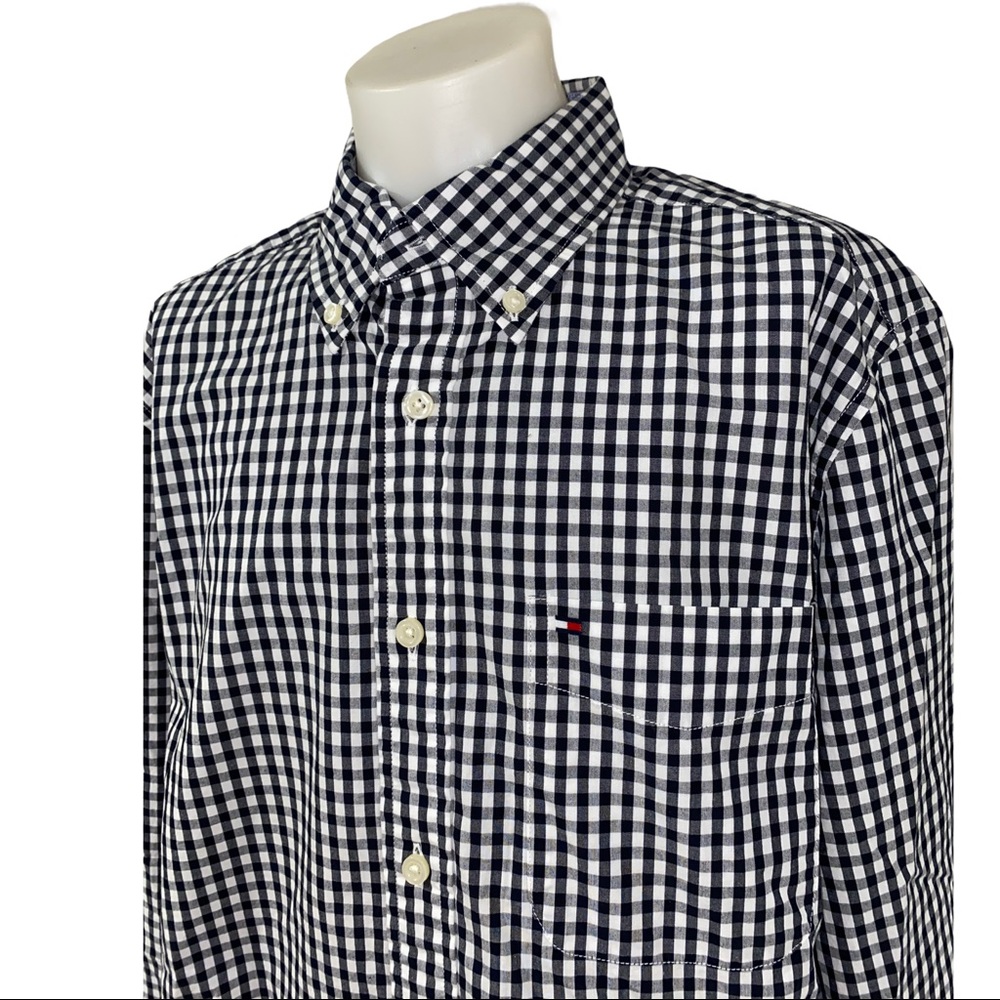 Tommy Hilfiger Plaid Blk n White Button Down Shirt